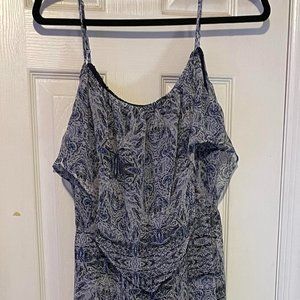 BCBGeneration Blue Patterned Maxi Dress Sheer Skirt Size M